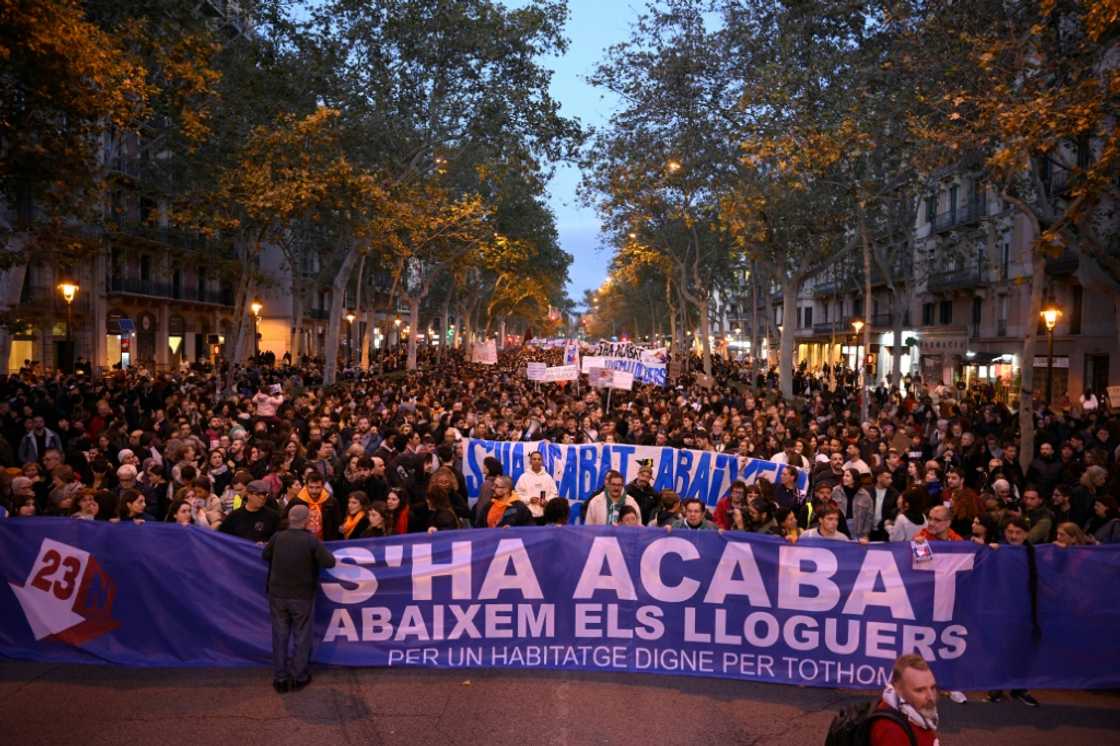 Protesters in Barcelona demand lower rents to counter a housing crisis in Spain's main cities