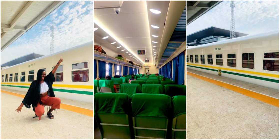 This is so exciting: Young lady excited as she rides Nigerian train for the 1st time, stirs massive reactions