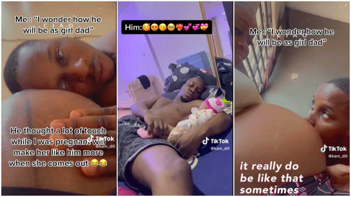 Happy family goals/kind man kissed wife's stomach. Happy family goals/kind man kissed wife's stomach.