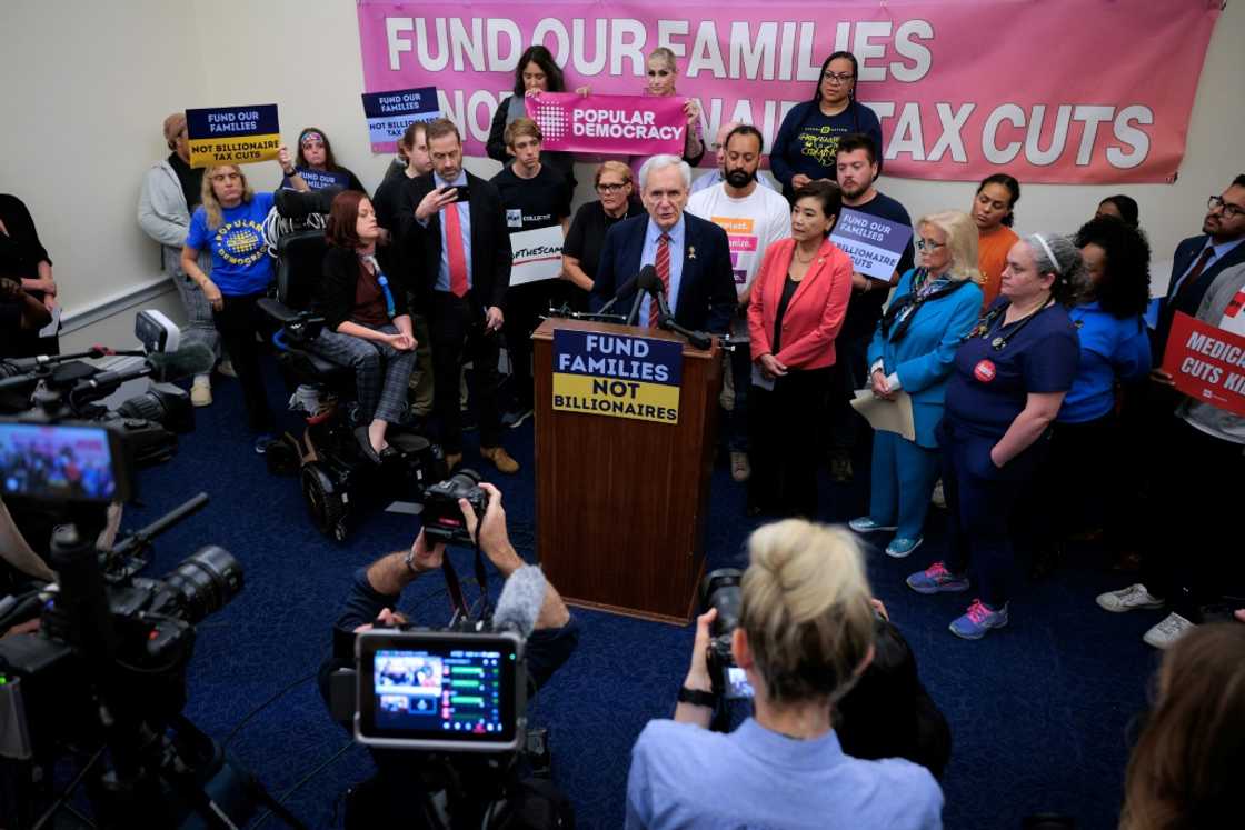 Congressman Lloyd Doggett and fellow US Democrats address a rally and press conference to announce their opposition to a Republican plan to cut Medicaid Congressman Lloyd Doggett and fellow US Democrats address a rally and press conference to announce their opposition to a Republican plan to cut Medicaid
