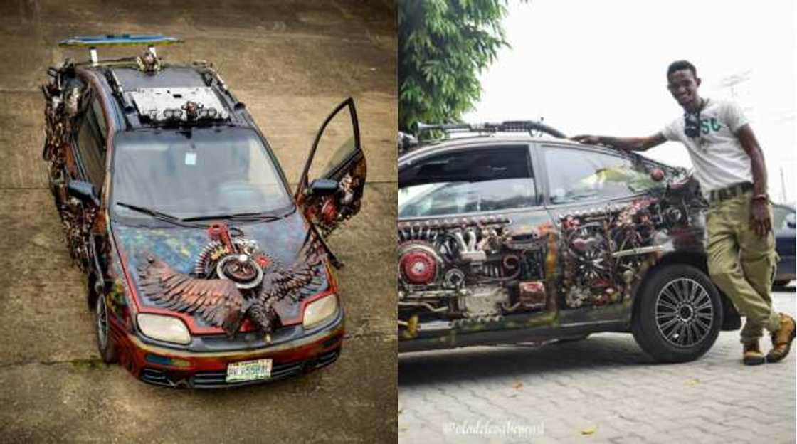 Nigerian corps member redesigns Mazda car into a beautiful brand using wastes Nigerian corps member redesigns Mazda car into a beautiful brand using wastes