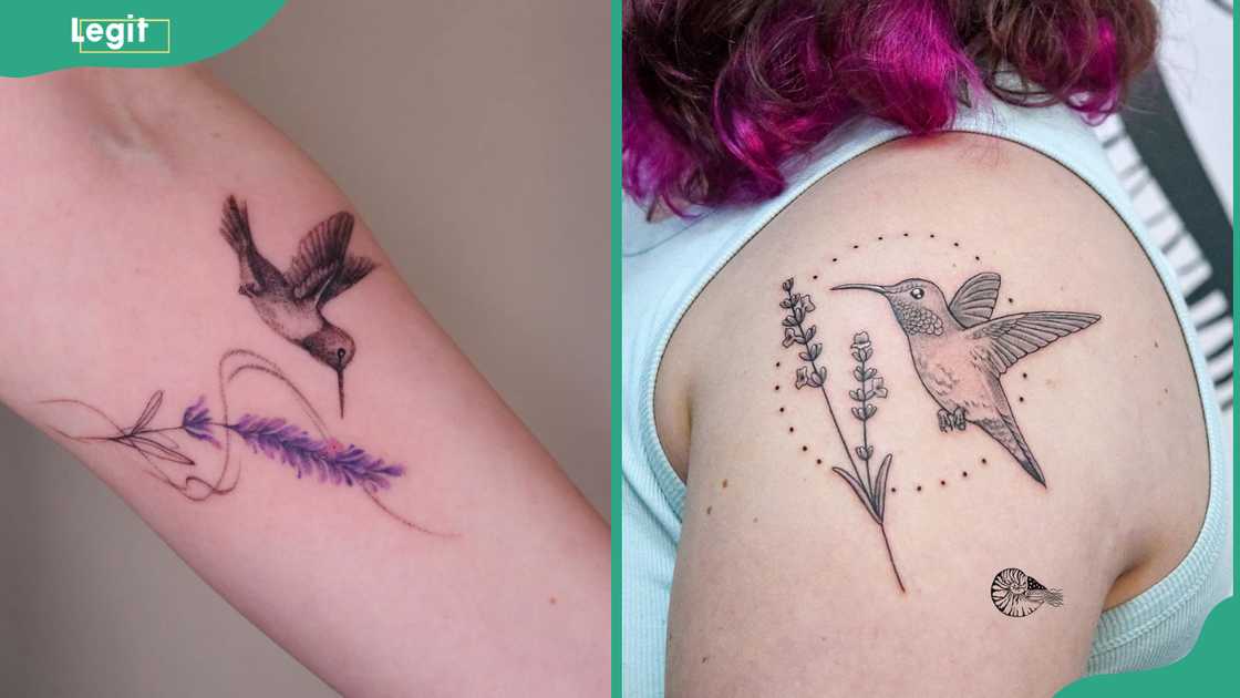 Hummingbird and lavender tattoo Hummingbird and lavender tattoo
