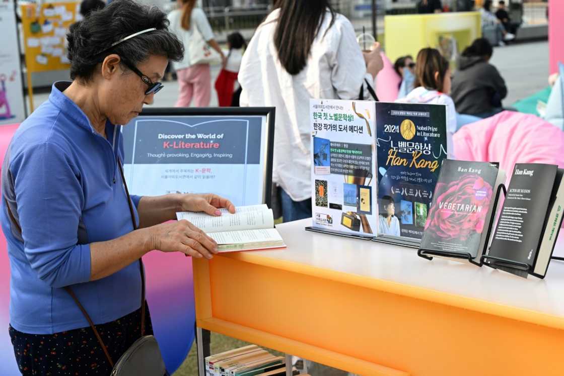 Major South Korean bookstores sold out of author Han Kang's books Friday, following her historic Nobel Prize win