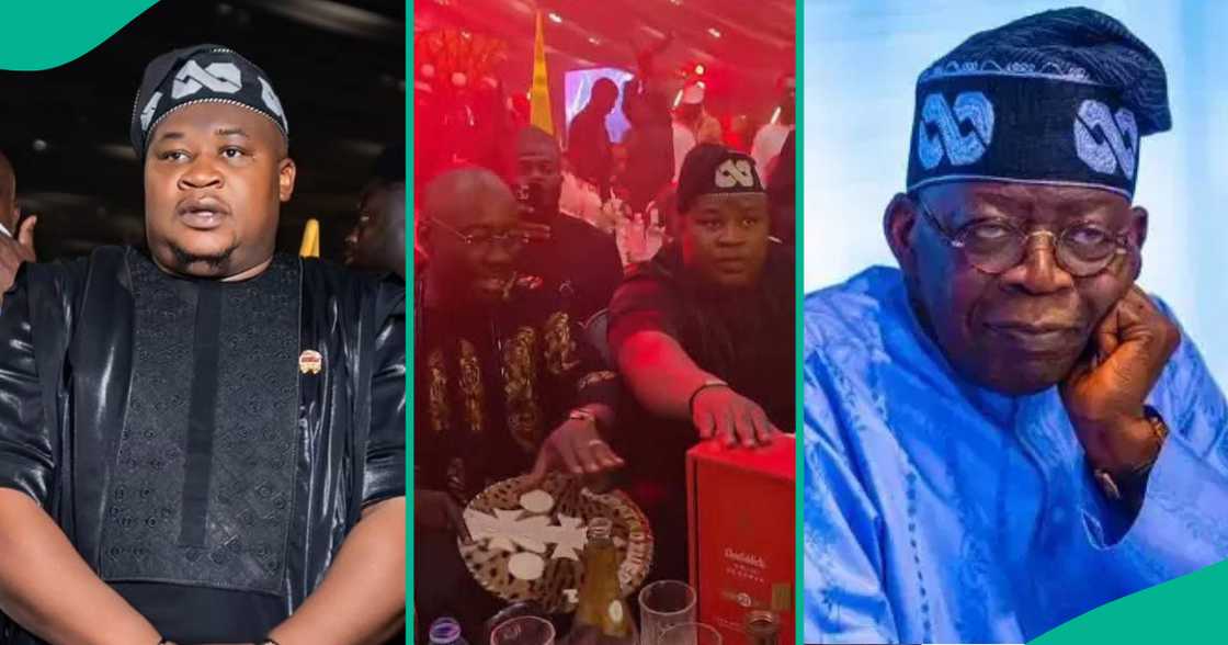 Cubana Chiefpriest rocks President Bola Tinubu's signature cap to Obi Cubana's 50th birthday party in Abuja. Cubana Chiefpriest rocks President Bola Tinubu's signature cap to Obi Cubana's 50th birthday party in Abuja.