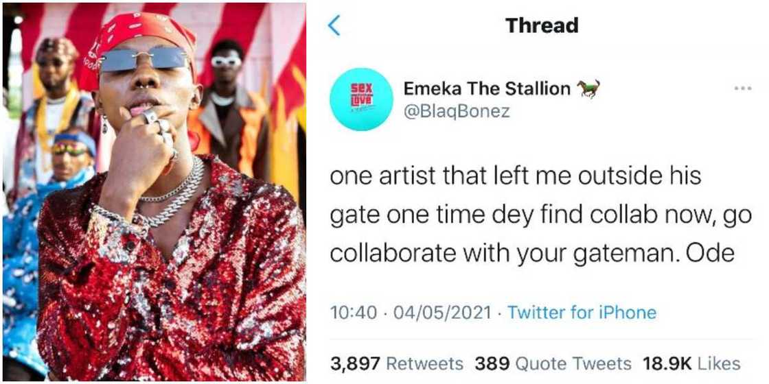 Karma: Blaqbonez Says Artiste Who Rejected Him in the Past Now Looking for Collabo, Directs Him to Gateman Karma: Blaqbonez Says Artiste Who Rejected Him in the Past Now Looking for Collabo, Directs Him to Gateman
