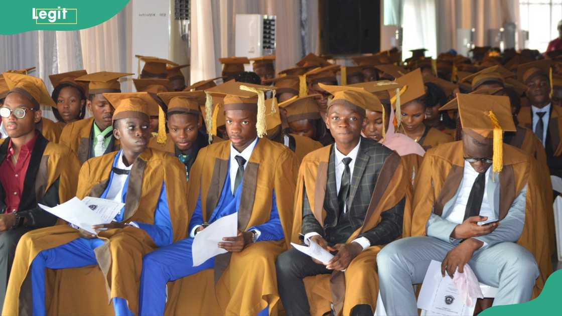Bells University graduates sitting together in a ceremony Bells University graduates sitting together in a ceremony