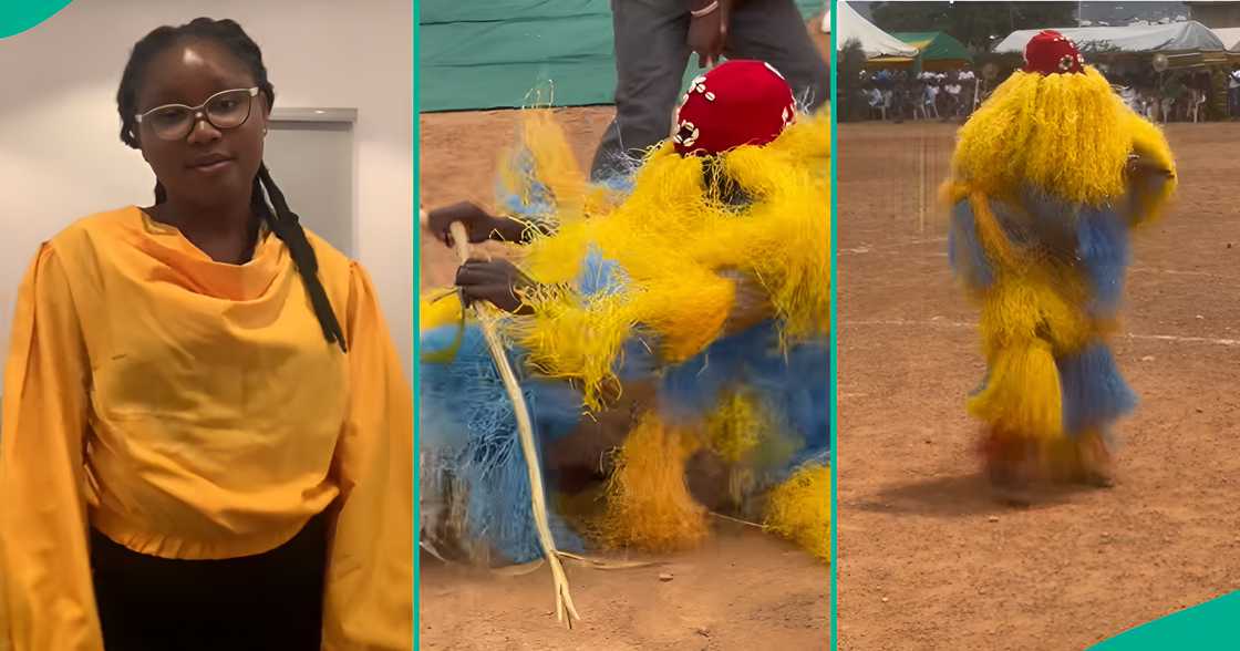 A Nigerian lady laments her boyfriend’s display during the NYSC cultural day in his camp. A Nigerian lady laments her boyfriend’s display during the NYSC cultural day in his camp.