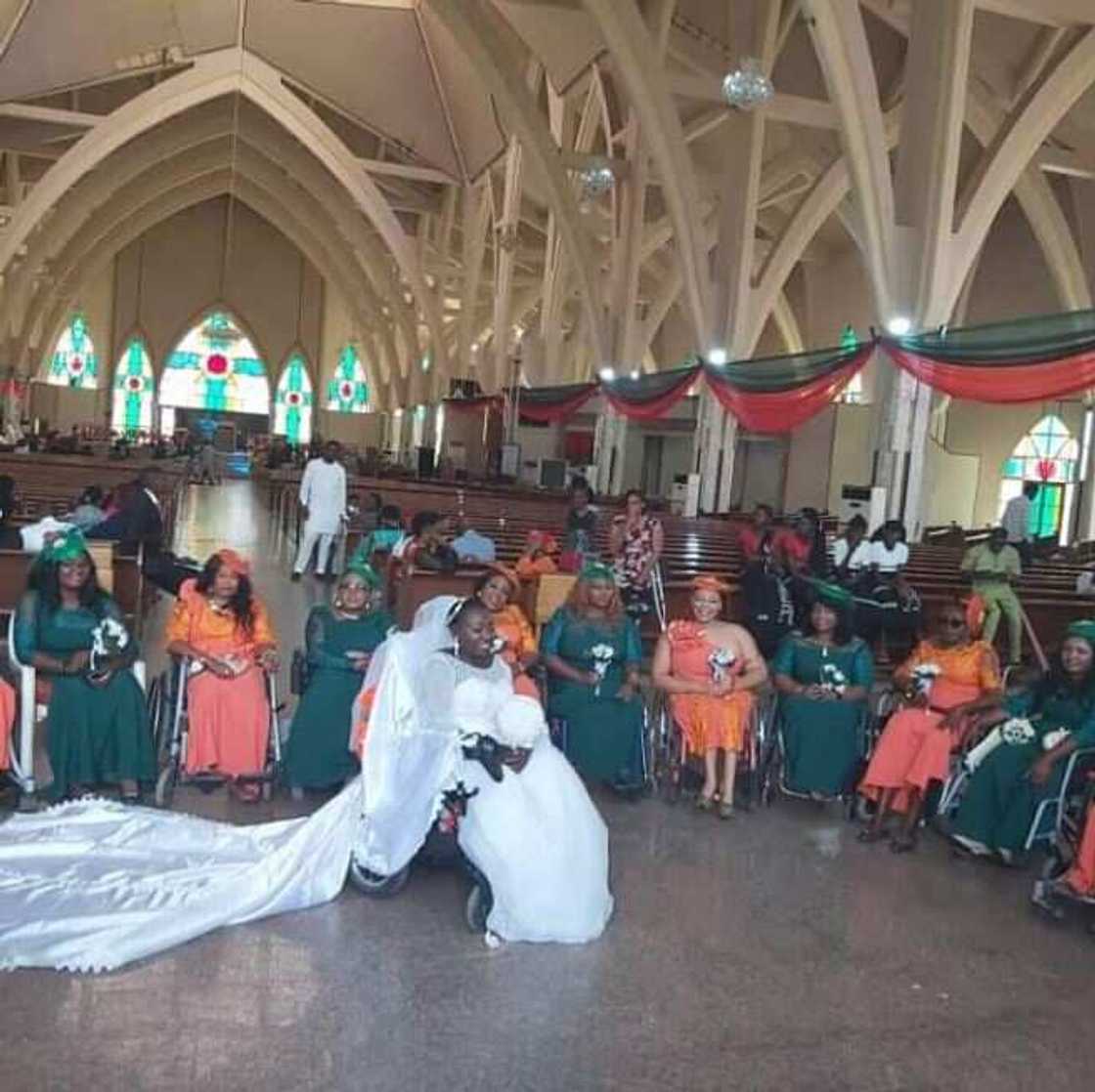 Beautiful photos as lady in wheelchair ties the knot with her bridal train also in wheelchairs