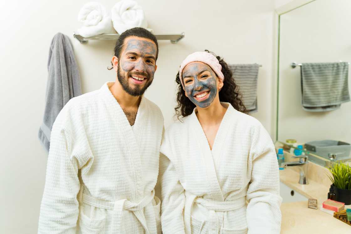 A couple having a spa night at home. A couple having a spa night at home.