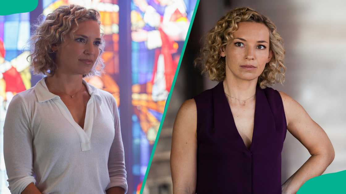 Perdita Weeks acting on set as Juliet Higgins Perdita Weeks acting on set as Juliet Higgins