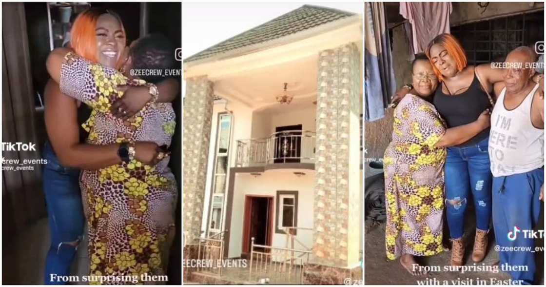 US, after four years in US, lady gifts parents a mansion in Nigeria US, after four years in US, lady gifts parents a mansion in Nigeria