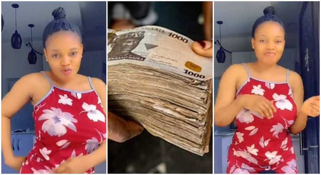 Afolashade Shakirat, a Nigerian lady who claims her house help gave her N100 which she has been saving.