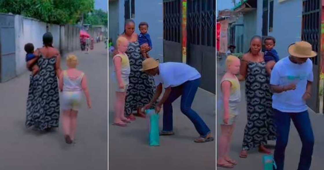 Lady dances for albino, gifts her some items in video