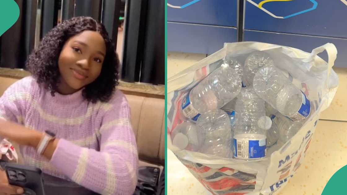Lady sells empty bottles in the UK. Lady sells empty bottles in the UK.