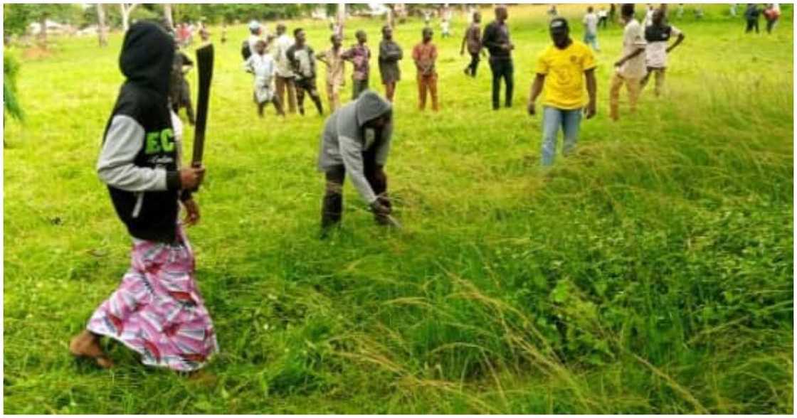 Christians clear grass at Eid ground. Christians join Muslims to clear grass/ Eid praying ground Christians clear grass at Eid ground. Christians join Muslims to clear grass/ Eid praying ground