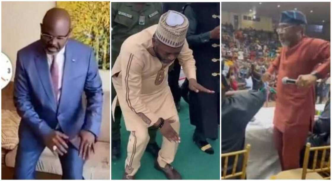 Photos of Femi Gbajabiamila, Edward Onoja and George Weah. Photos of Femi Gbajabiamila, Edward Onoja and George Weah.