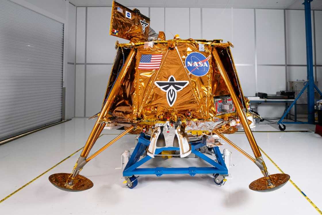 This undated handout image courtesy of Firefly Aerospace shows the fully assembled Blue Ghost Mission 1 lunar lander vehicle