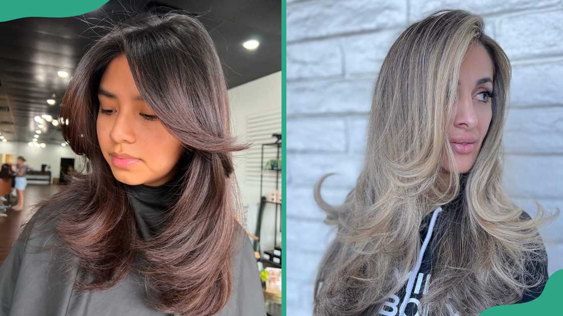 Dark brown and blonde middle blowout Dark brown and blonde middle blowout