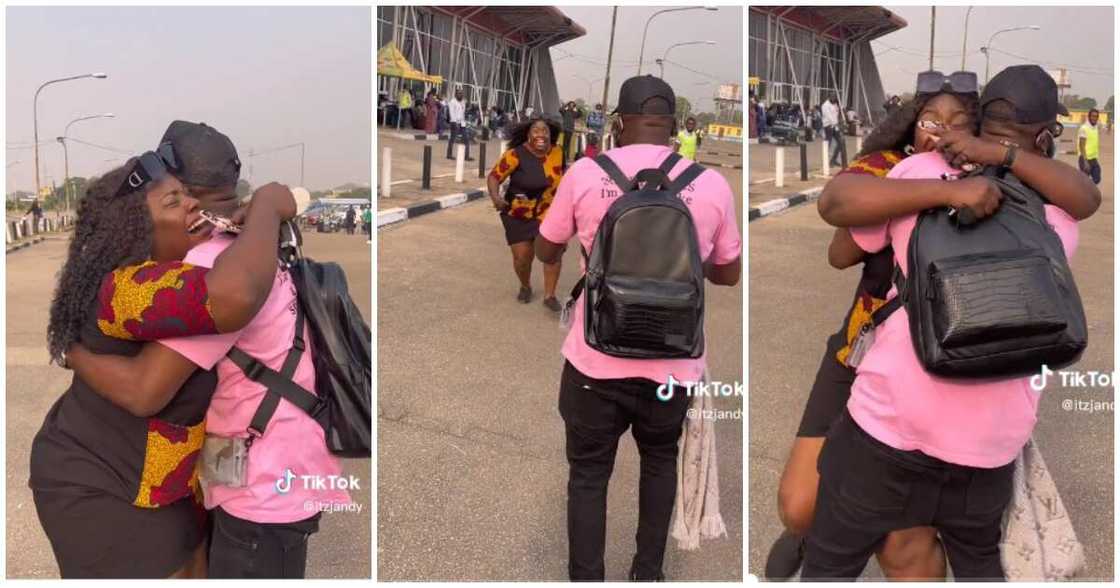 Siblings love, lady reunites with her brother, lady weeps Siblings love, lady reunites with her brother, lady weeps