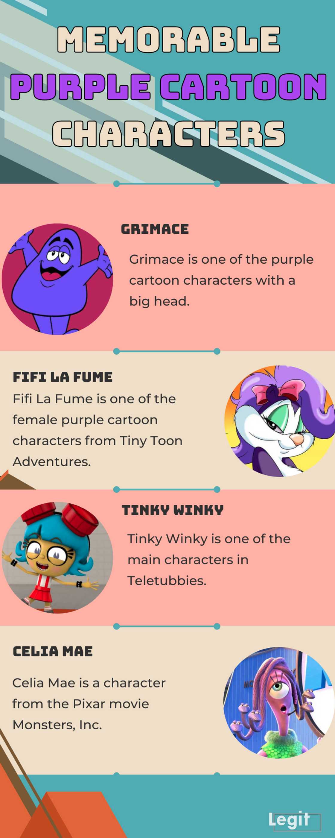 Memorable purple cartoon characters