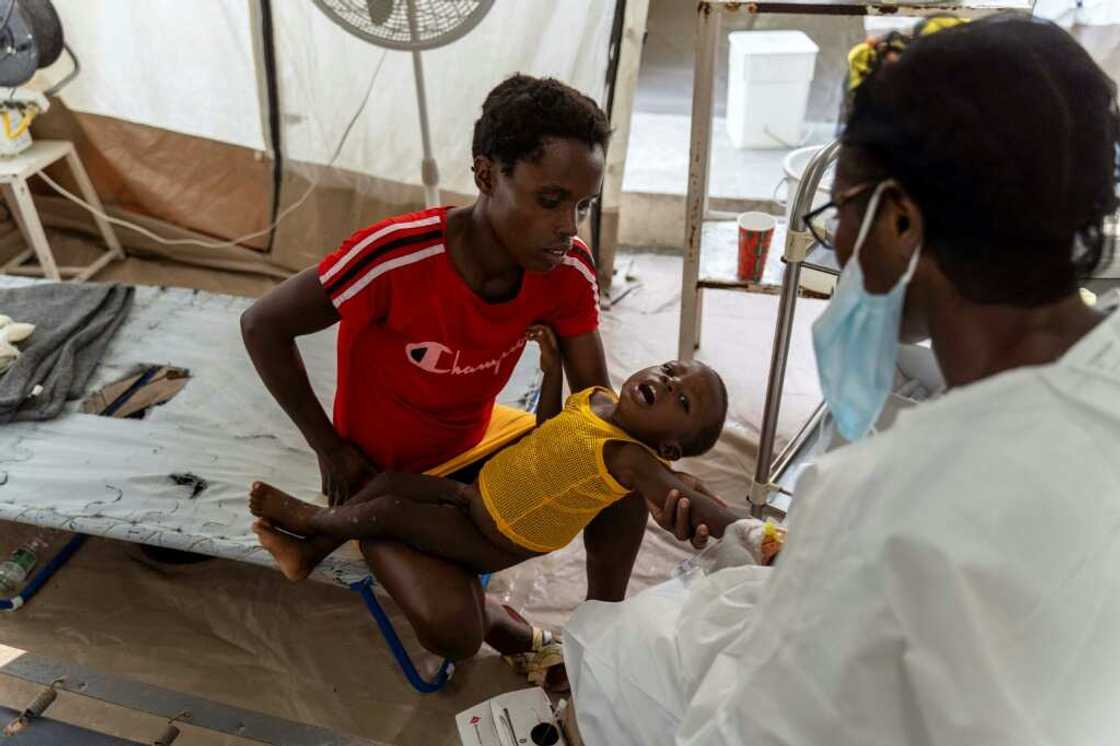 Patients await treatment at a Doctors Without Borders center in the Haitian capital