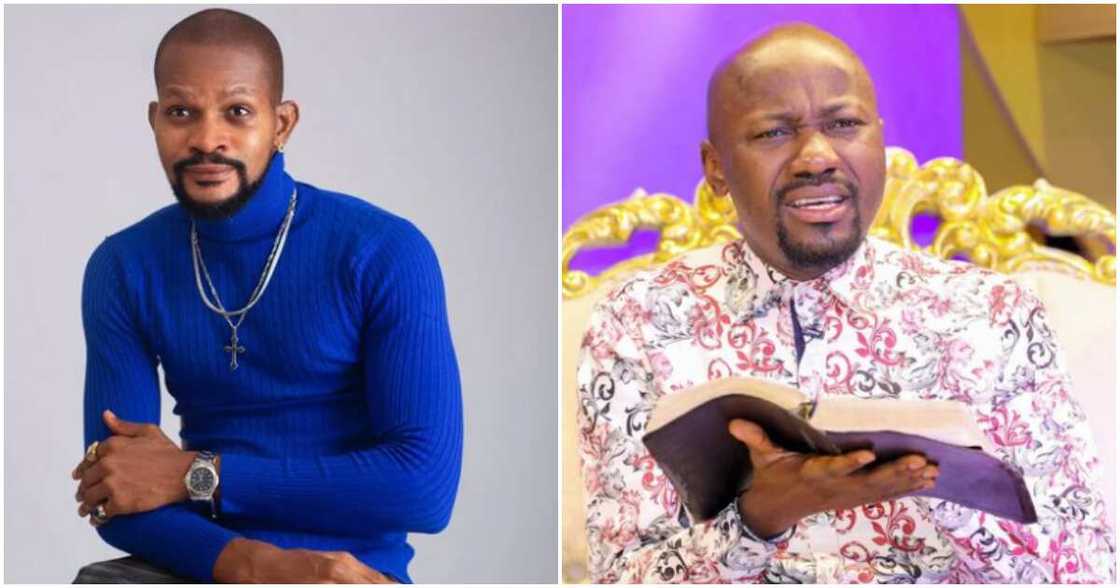 Actor Uche Maduagwu and cleric Apostle Suleman Actor Uche Maduagwu and cleric Apostle Suleman
