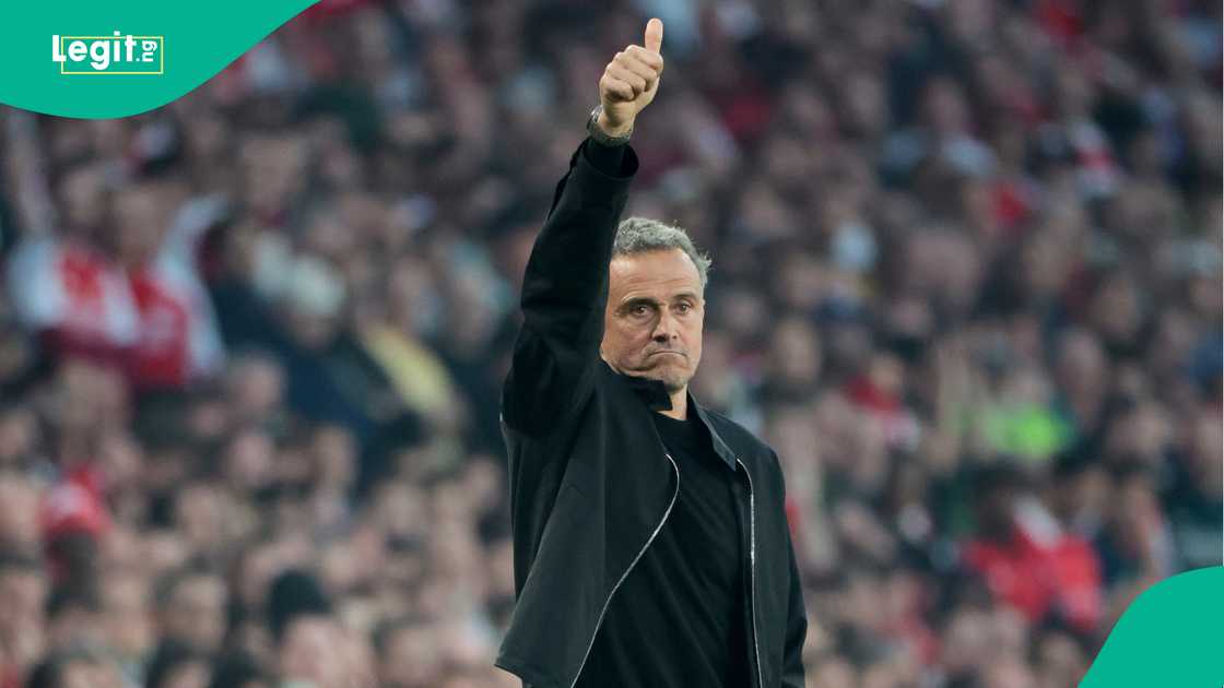 Luis Enrique, Paris Saint-Germain, Arsenal, Emirates Stadium, London, England, UEFA Champions League. Luis Enrique, Paris Saint-Germain, Arsenal, Emirates Stadium, London, England, UEFA Champions League.