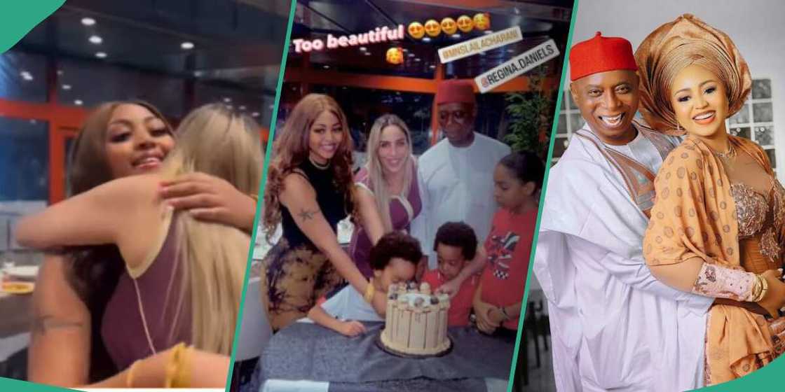 Regina Daniels and husband Ned Nwoko at Laila's birthday party Regina Daniels and husband Ned Nwoko at Laila's birthday party