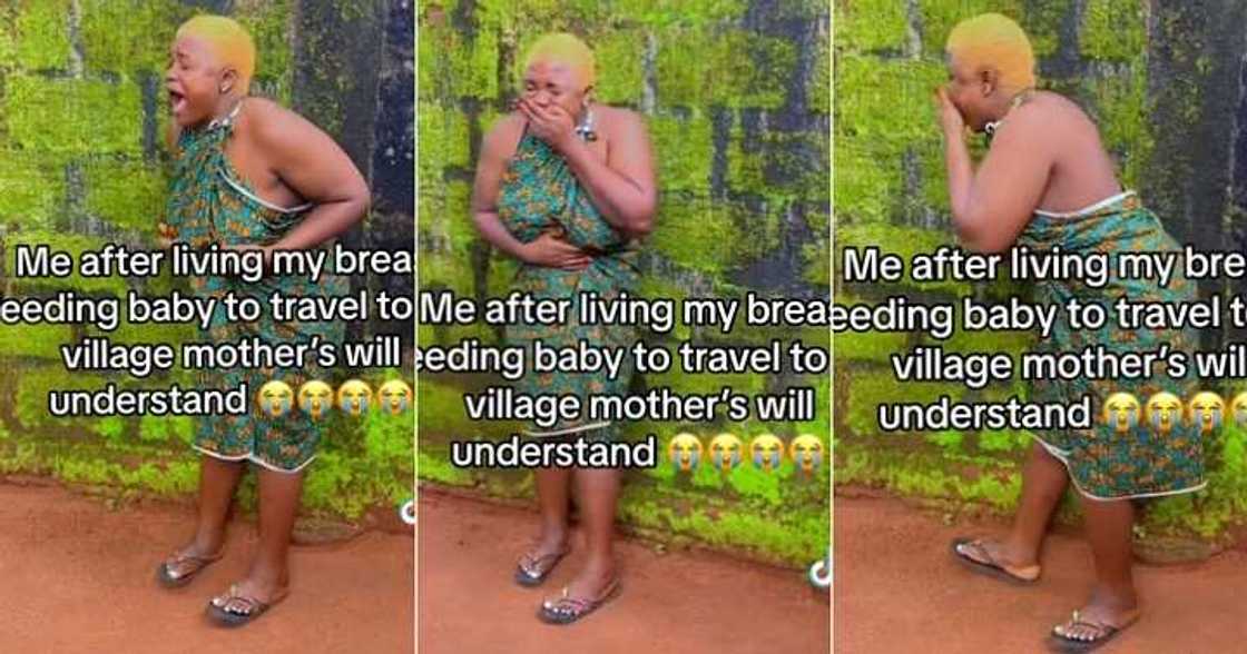 Nursing mother in tears after travelling without her child Nursing mother in tears after travelling without her child