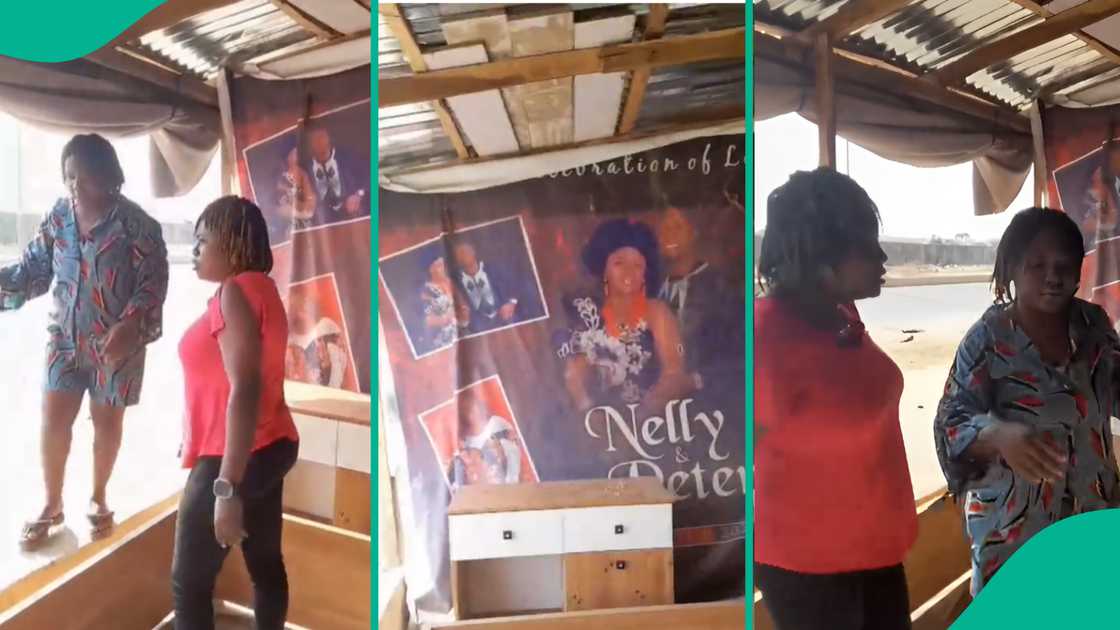 Nigerian lady who saw her wedding banner in a store.