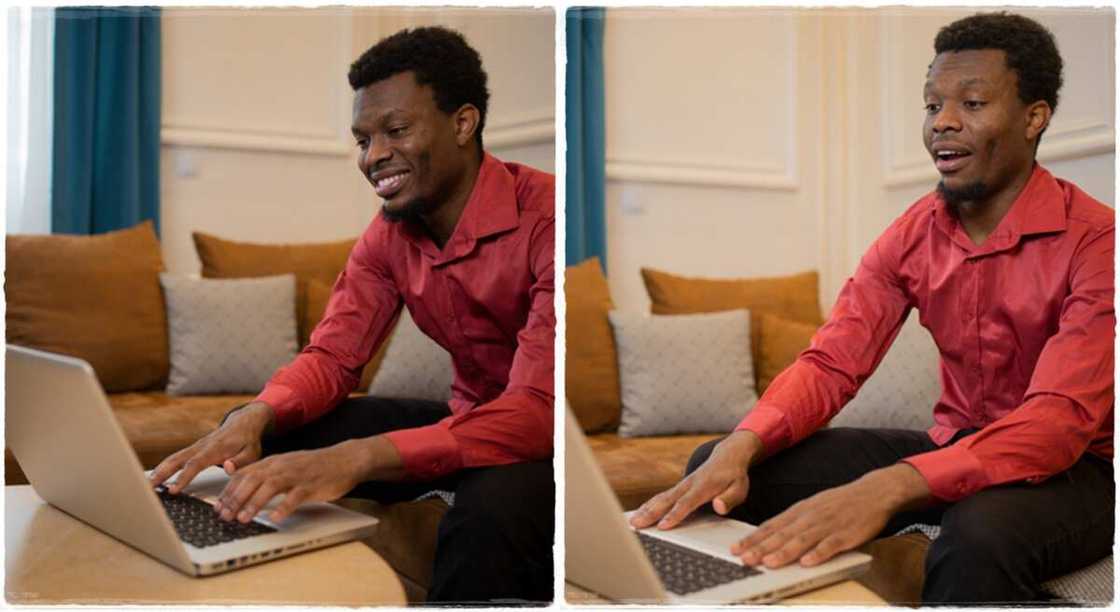 Man working with a computer.