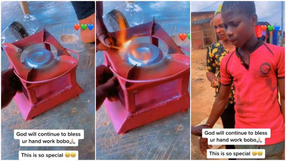 Young boy captures views with gas invention. Photo credit. TikTok/@howealth.omo_egba Young boy captures views with gas invention. Photo credit. TikTok/@howealth.omo_egba