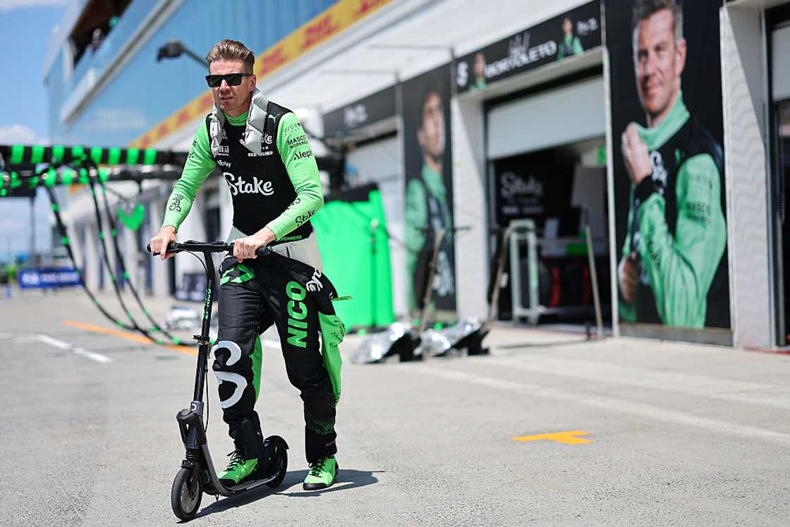 Nico Hülkenberg of Germany and Stake F1 Team Kick Sauber rides a scooter at Circuit Gilles-Villeneuve Nico Hülkenberg of Germany and Stake F1 Team Kick Sauber rides a scooter at Circuit Gilles-Villeneuve