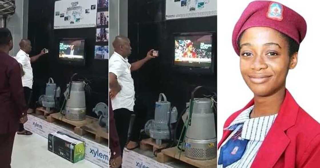 Kamsiyochukwu Umeh's dad records her during an interview Kamsiyochukwu Umeh's dad records her during an interview