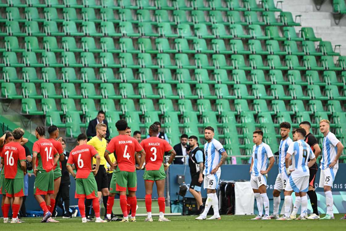 Argentina and Morocco players prepare for restart at Paris 2024