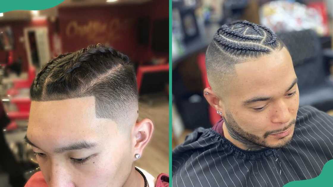 Mid burst fade with braids