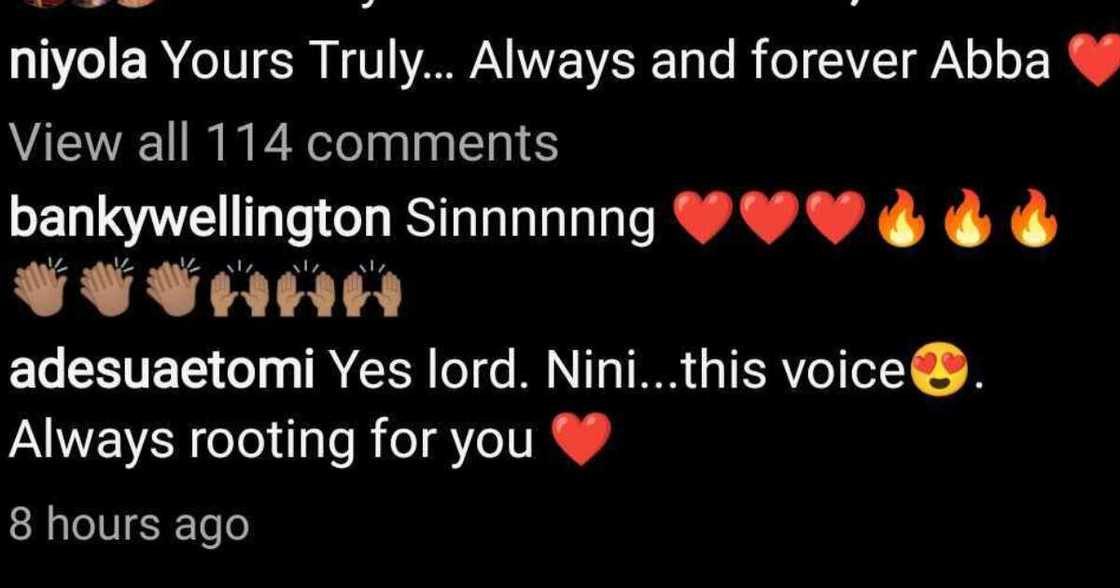 Banky W and Adesua Etomi drop comment on Niyola's post amid cheating rumours. Banky W and Adesua Etomi drop comment on Niyola's post amid cheating rumours.