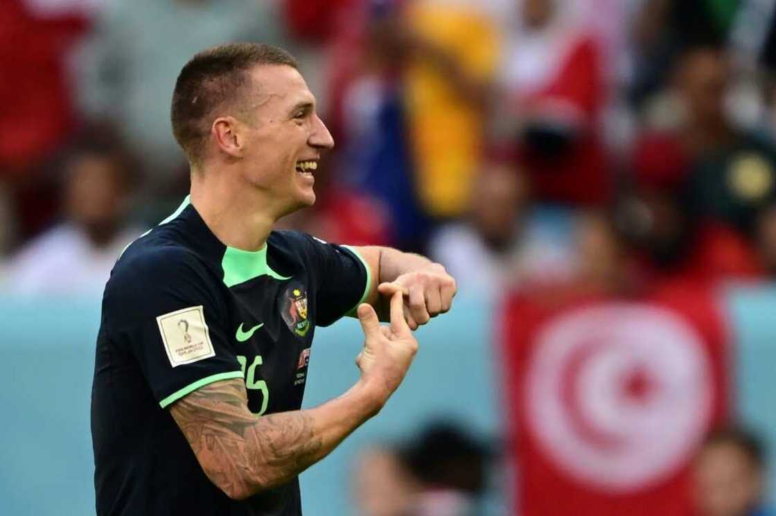 Australia's Mitchell Duke celebrates scoring against Tunisia at the World Cup in Qatar Australia's Mitchell Duke celebrates scoring against Tunisia at the World Cup in Qatar