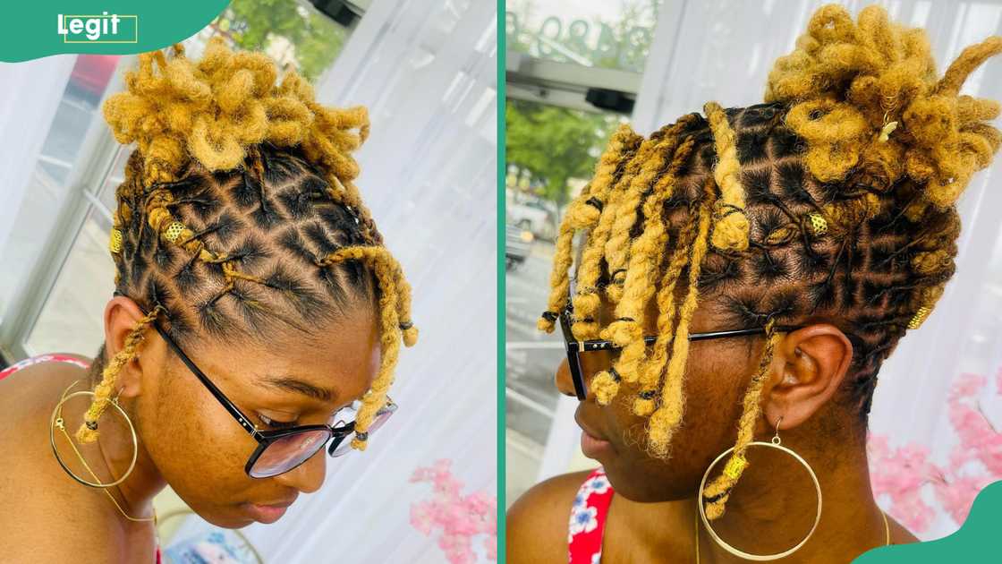 Blonde locs updo Blonde locs updo