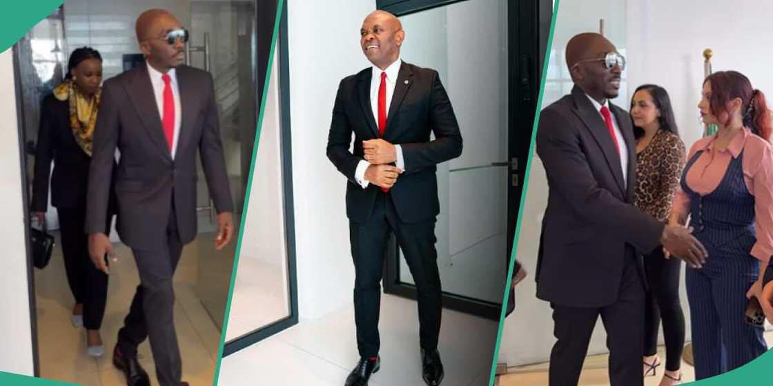 Bovi imitates billionaire Tony Elumelu. Bovi imitates billionaire Tony Elumelu.