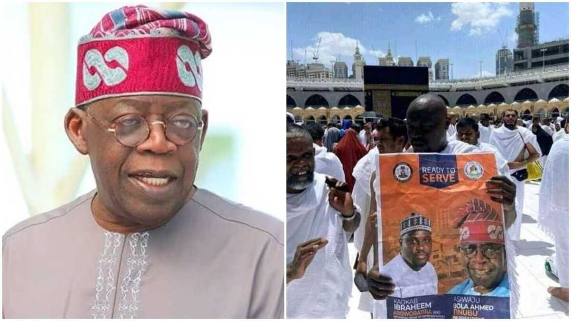 Hoton dan siyasa rike da fostar Tinubu a masallacin Harami ya janyo cece-kuce Hoton dan siyasa rike da fostar Tinubu a masallacin Harami ya janyo cece-kuce
