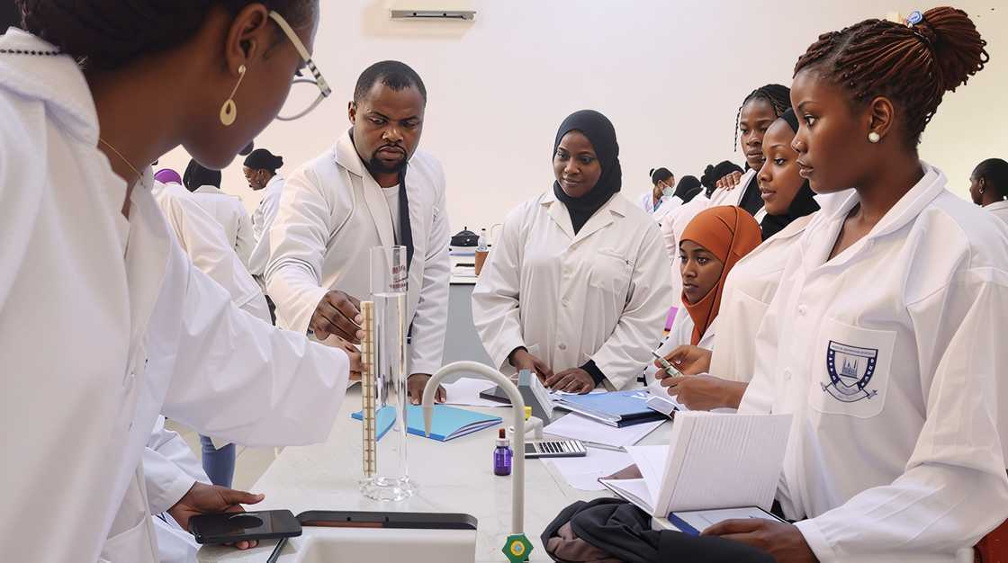 Medical students at Baze University pictured in a laboratory Medical students at Baze University pictured in a laboratory