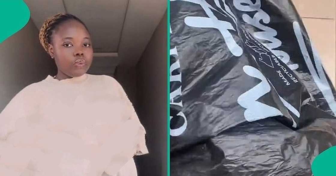 Nigerian lady gets disappointed after unboxing bag from man Nigerian lady gets disappointed after unboxing bag from man