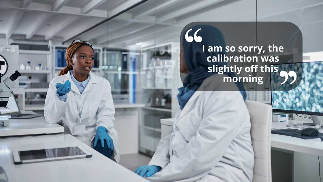 Female scientists talking in a lab