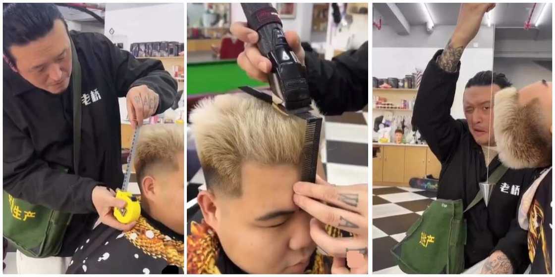 Barber cuts hair