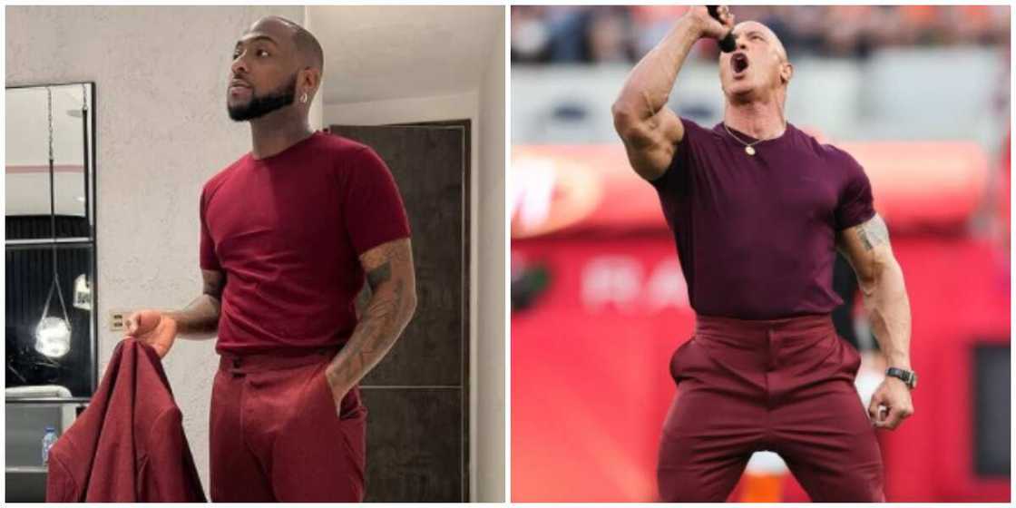 Photos of Davido and Hollywood star Dwayne Johnson.