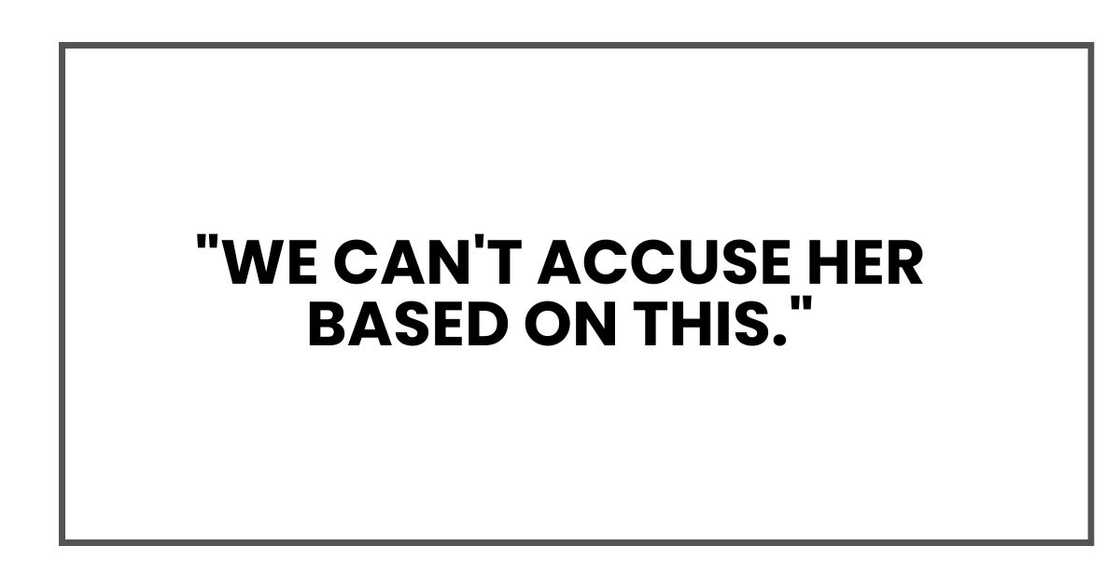 "We can't accuse her based on this."