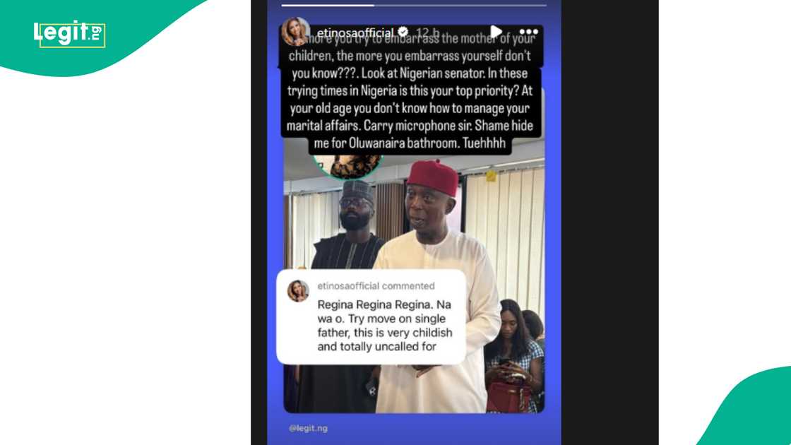 Actress Etinosa Idiamudia shares her take on Ned Nwoko's comment about Regina Daniels. Actress Etinosa Idiamudia shares her take on Ned Nwoko's comment about Regina Daniels.