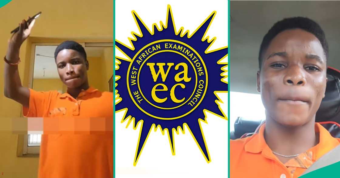 A boy displays his WAEC results online as he dances joyfully because of his grades. A boy displays his WAEC results online as he dances joyfully because of his grades.