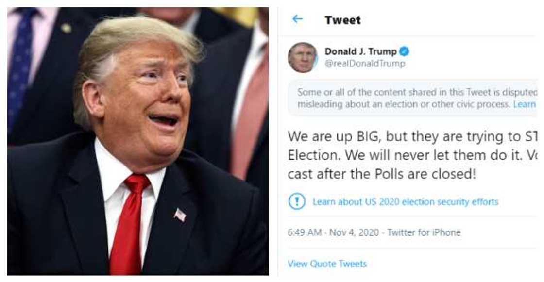 US 2020: Your tweet on electoral fraud is misleading - Twitter slams Trump